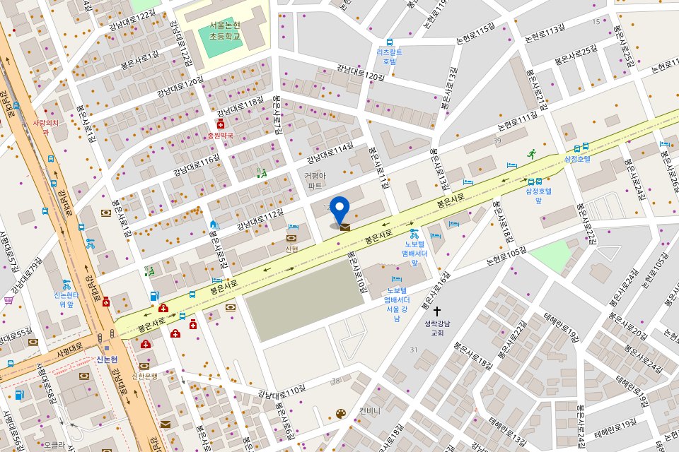 FactoryLab.Ai 사무실 위치 지도 (서울 강남구 봉은사로 129)